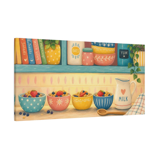 Main Mockup. Country Breakfast Bowls shown as canvas print