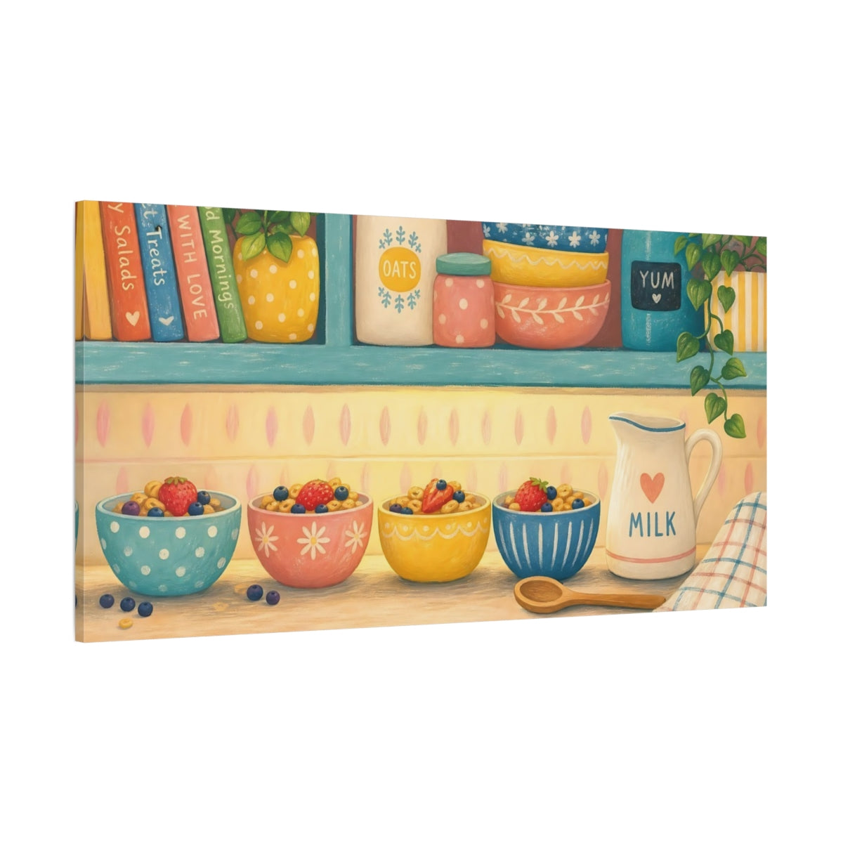 Side Mockup 2. Country Breakfast Bowls shown as canvas print