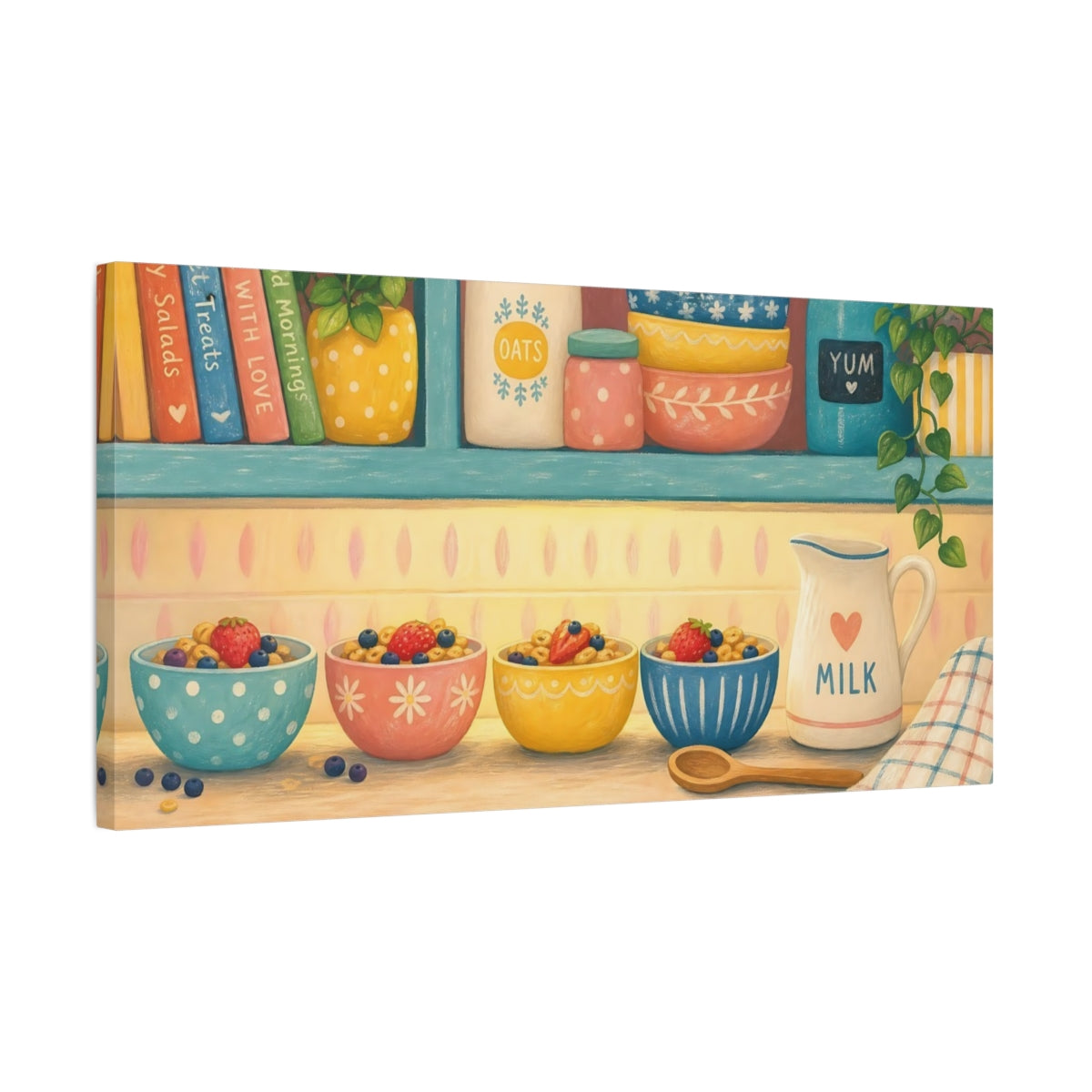 Side Mockup 1. Country Breakfast Bowls shown as canvas print