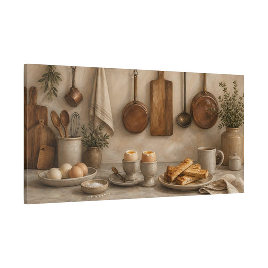 Main Mockup. Country Kitchen Breakfast shown as canvas print