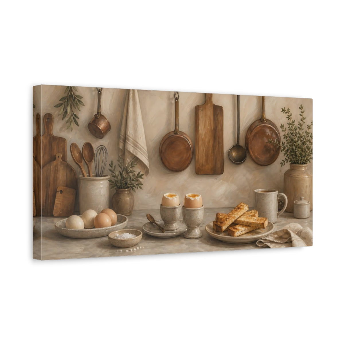 Side Mockup 3. Country Kitchen Breakfast shown as canvas print