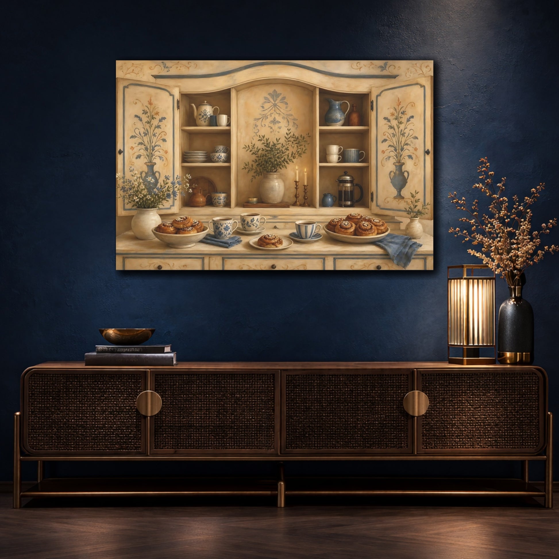 Mockup 4. Country Kitchen Tea Time shown as canvas print