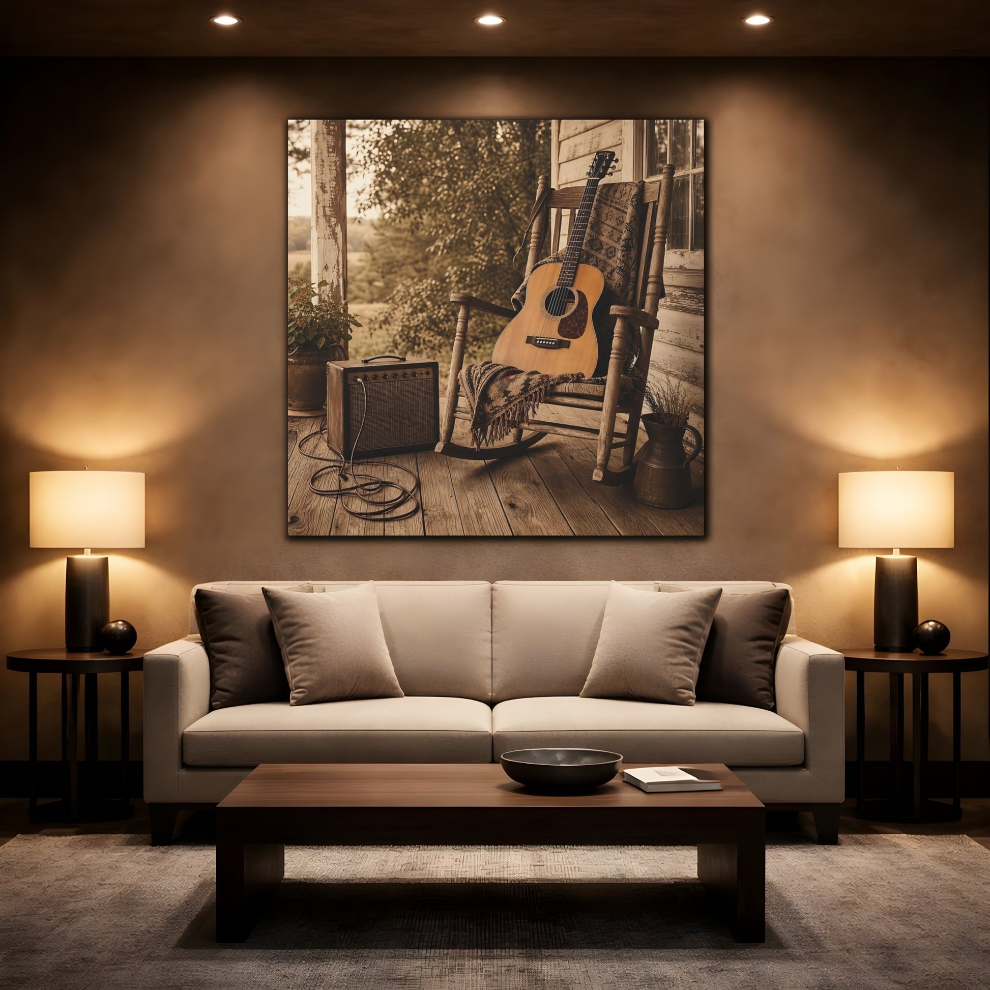 Mockup 2. Country Porch Guitar shown as canvas print