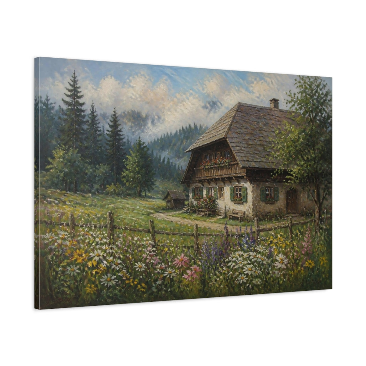 Main Mockup. Countyrside Farmhouse Meadow shown as canvas print
