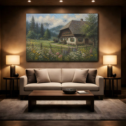 Mockup 2. Countyrside Farmhouse Meadow shown as canvas print