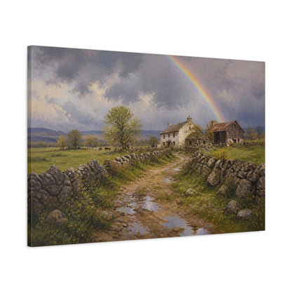 Main Mockup. Countyrside Farmhouse Rainbow shown as canvas print