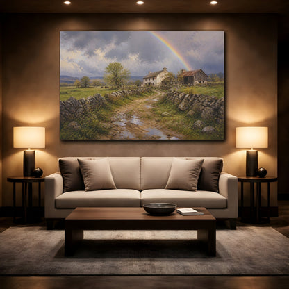Mockup 2. Countyrside Farmhouse Rainbow shown as canvas print