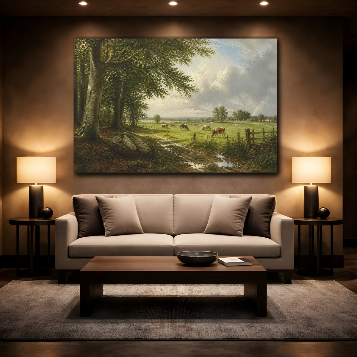 Mockup 2. Countyrside Grazing Cows shown as canvas print