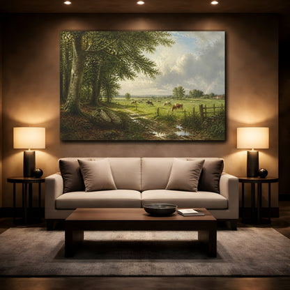 Mockup 2. Countyrside Grazing Cows shown as canvas print