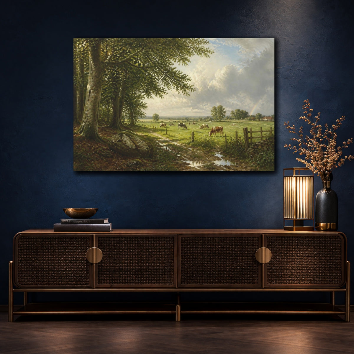 Mockup 4. Countyrside Grazing Cows shown as canvas print