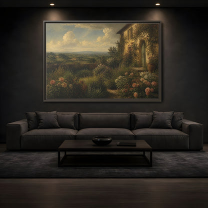 Mockup 3. Countyrside Rose Garden shown as framed canvas print