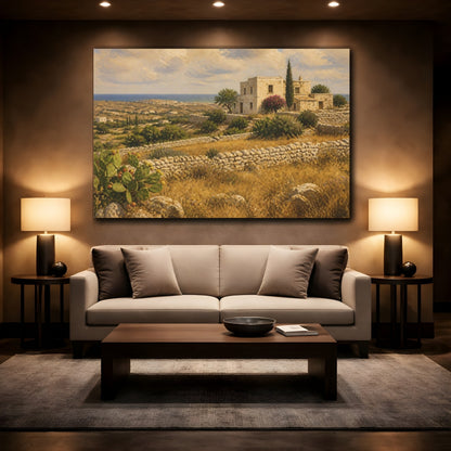 Mockup 2. Countyrside Stone Farmhouse shown as canvas print