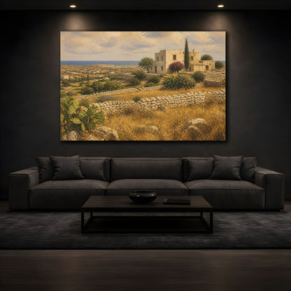 Mockup 3. Countyrside Stone Farmhouse shown as canvas print