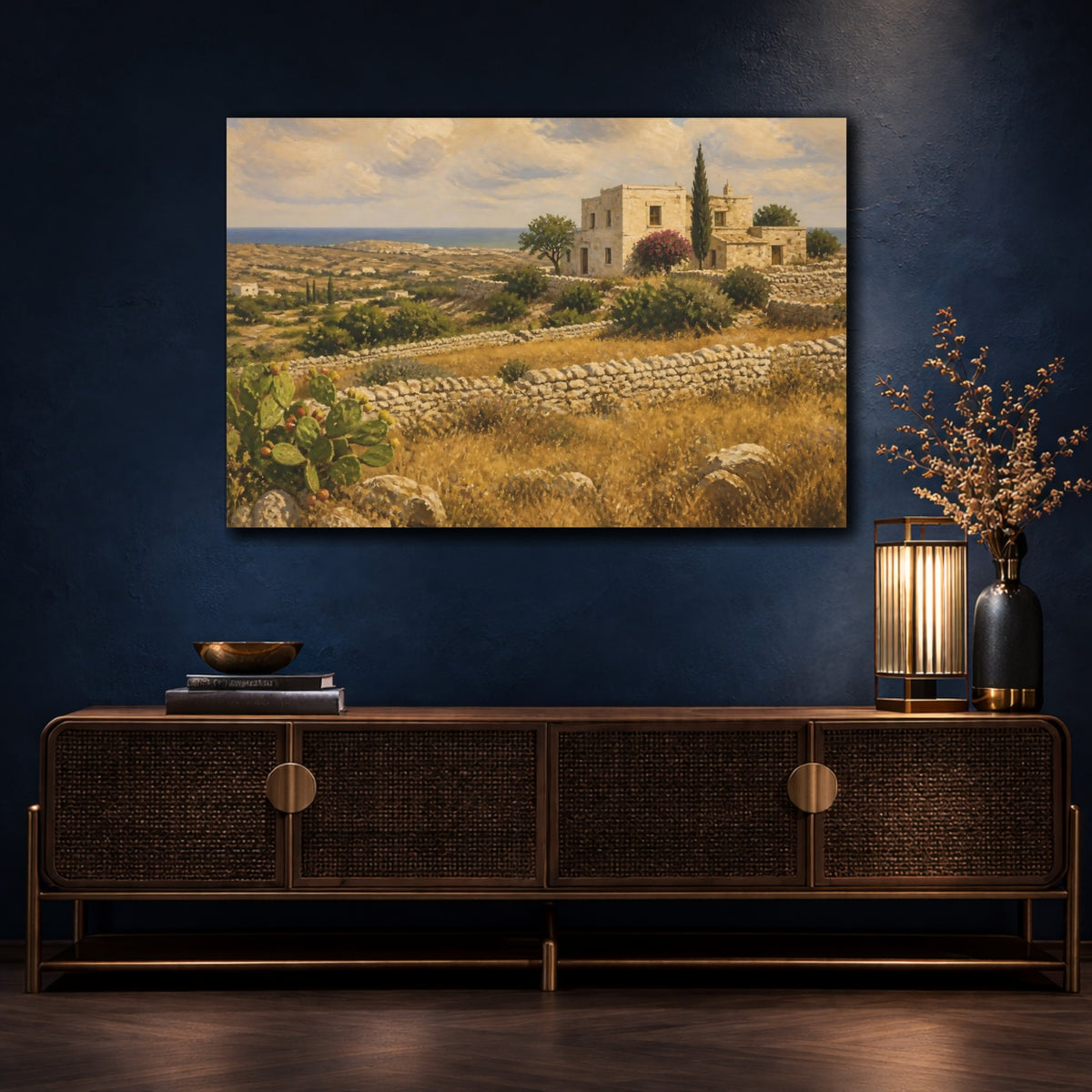 Mockup 4. Countyrside Stone Farmhouse shown as canvas print