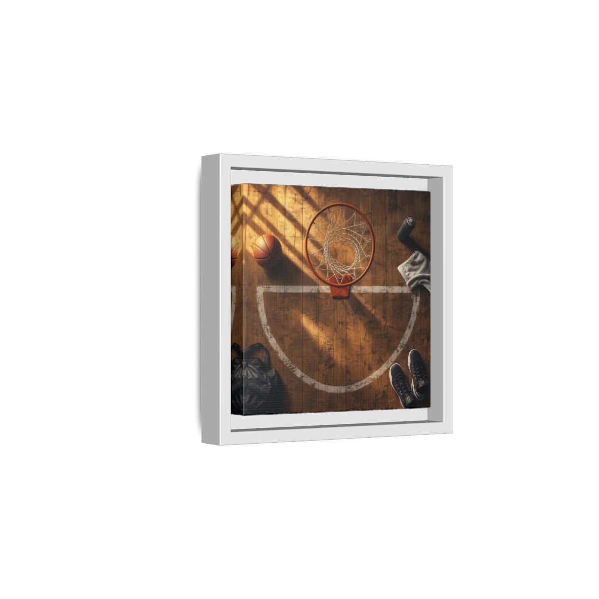 Side Mockup 1. Courtside Basketball Hoop shown as framed canvas print