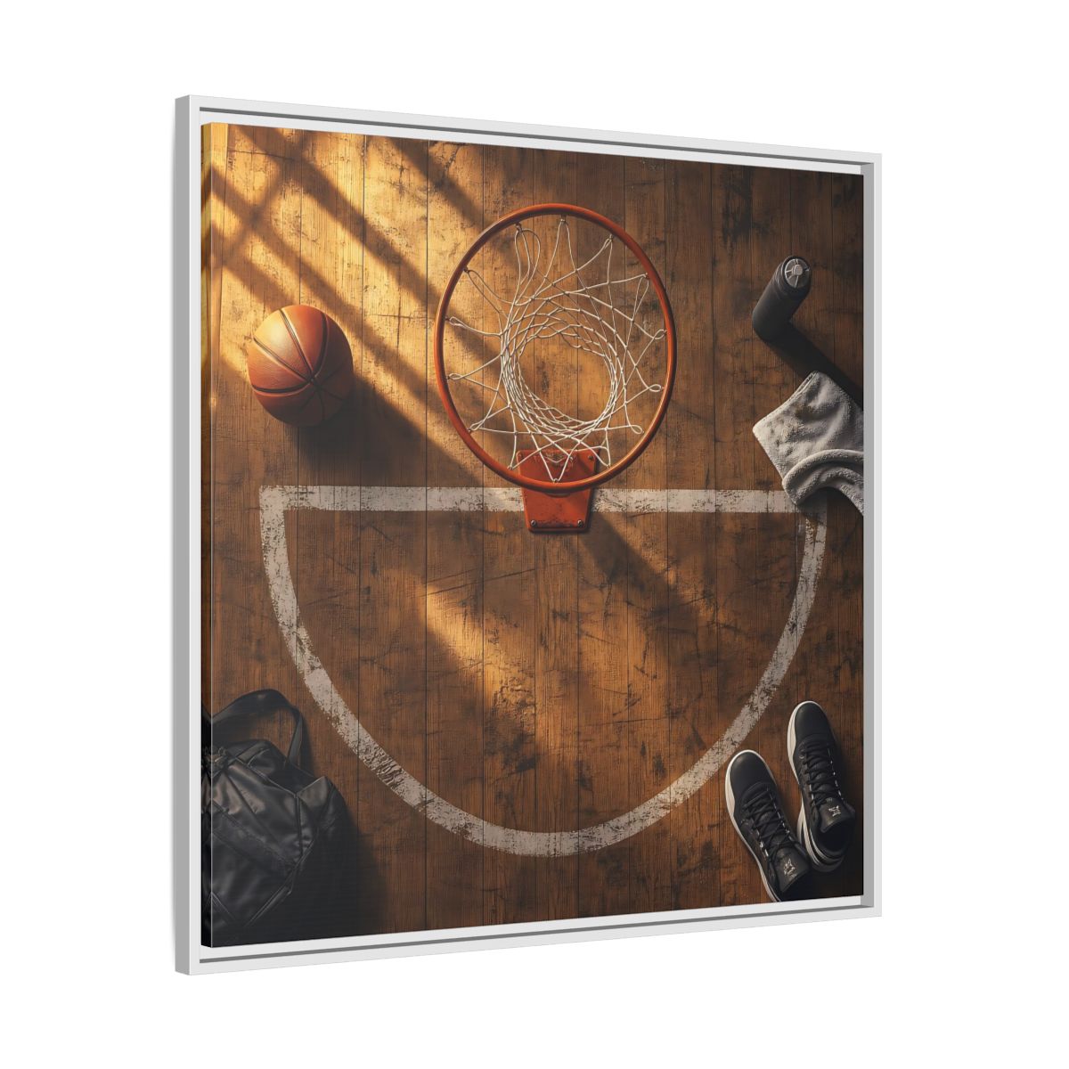 Side Mockup 25. Courtside Basketball Hoop shown as framed canvas print