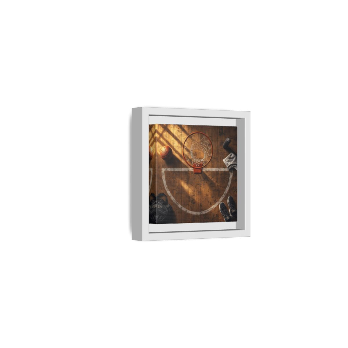 Side Mockup 22. Courtside Basketball Hoop shown as framed canvas print