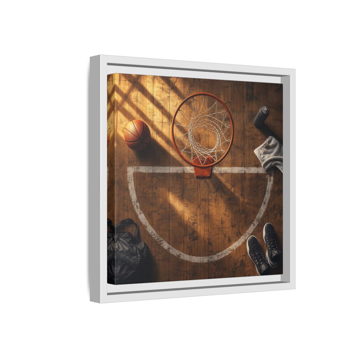 Side Mockup 16. Courtside Basketball Hoop shown as framed canvas print