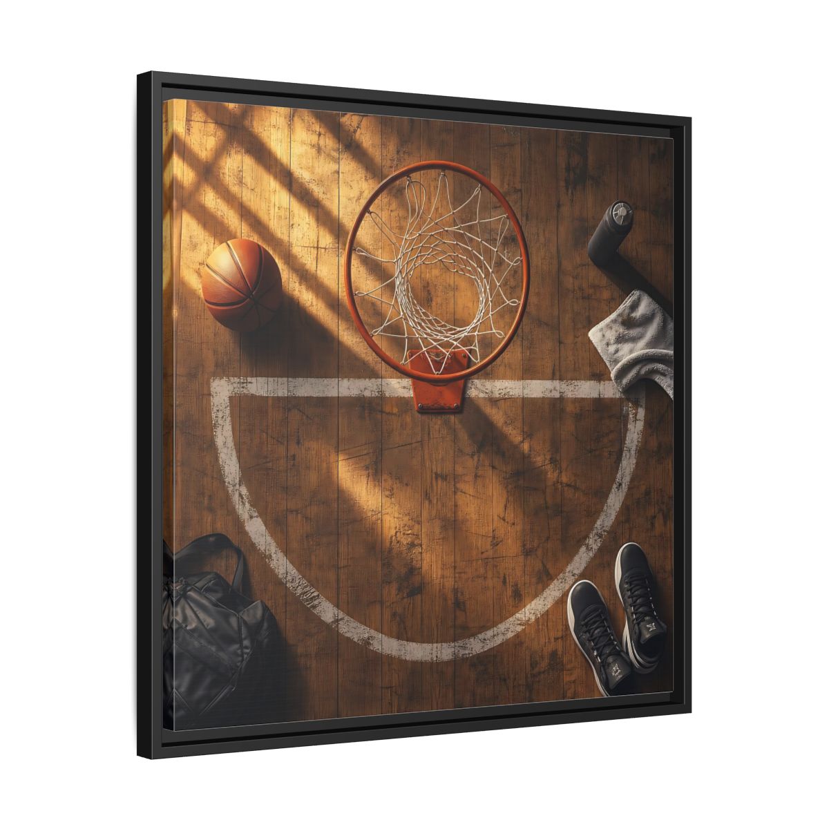Side Mockup 31. Courtside Basketball Hoop shown as framed canvas print