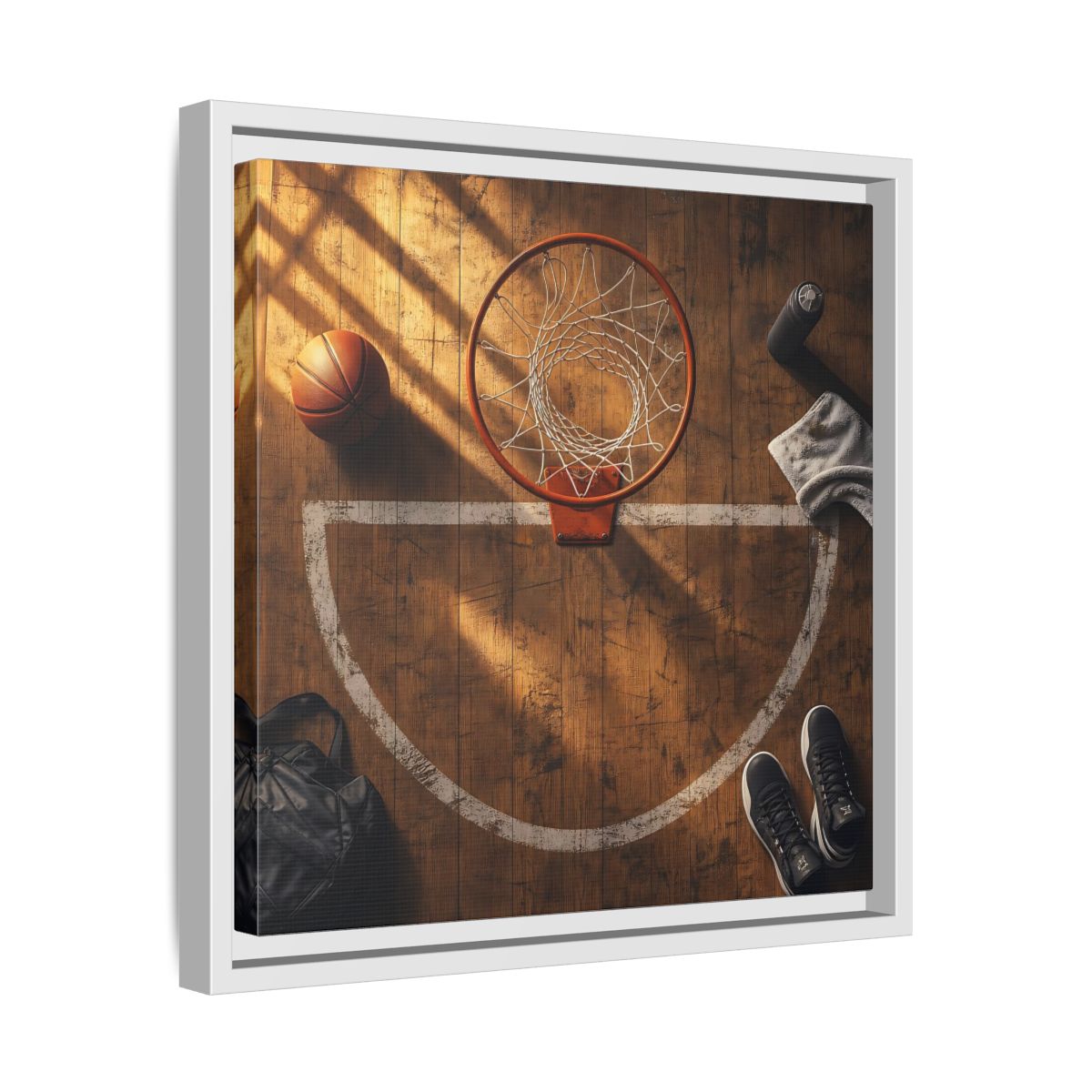 Side Mockup 28. Courtside Basketball Hoop shown as framed canvas print