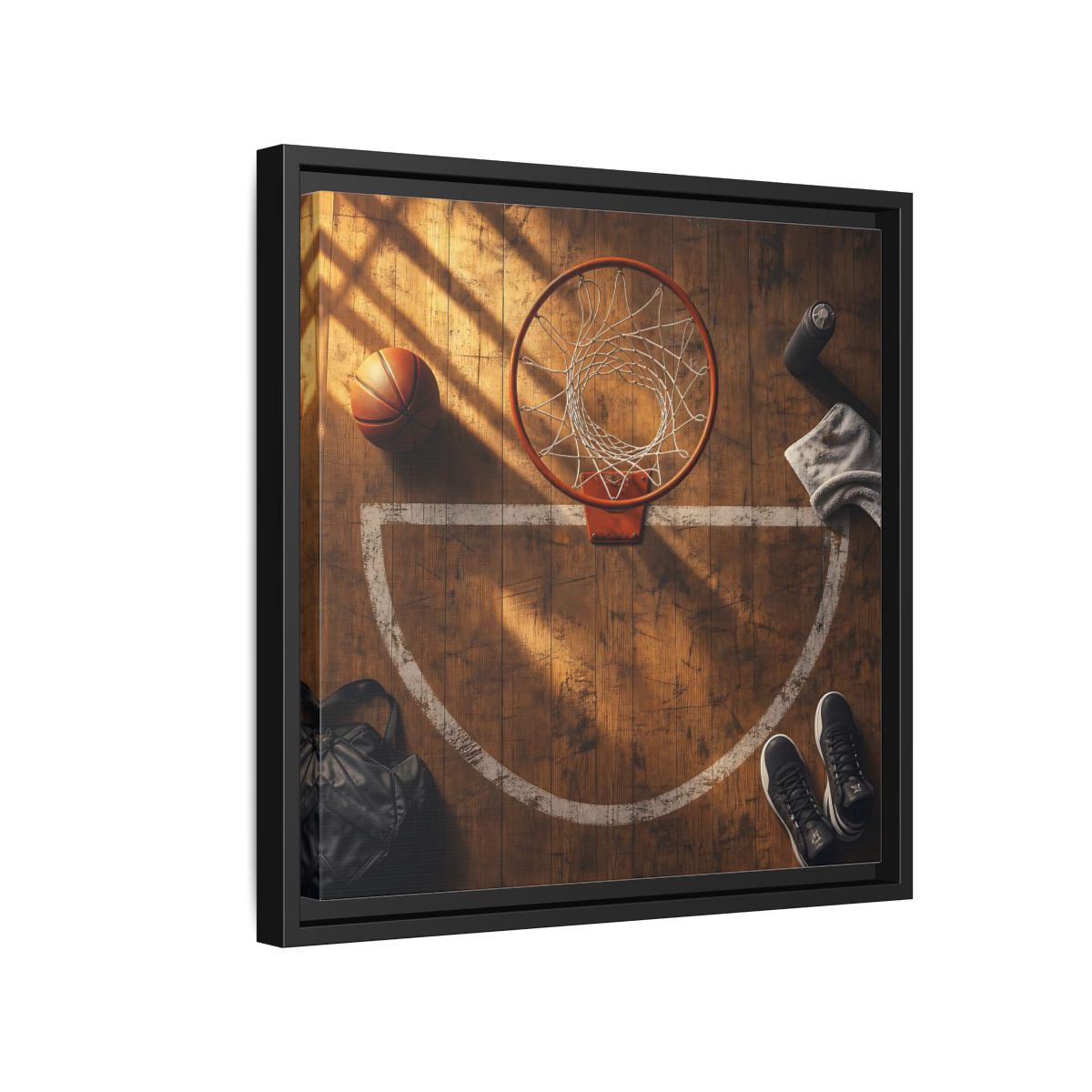 Side Mockup 15. Courtside Basketball Hoop shown as framed canvas print