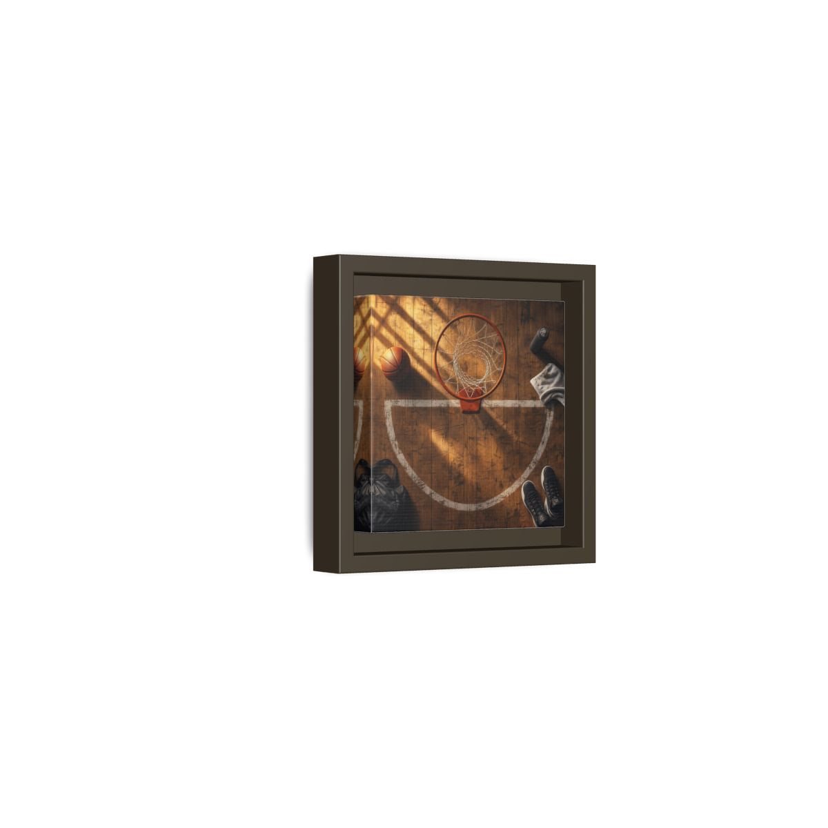 Side Mockup 23. Courtside Basketball Hoop shown as framed canvas print