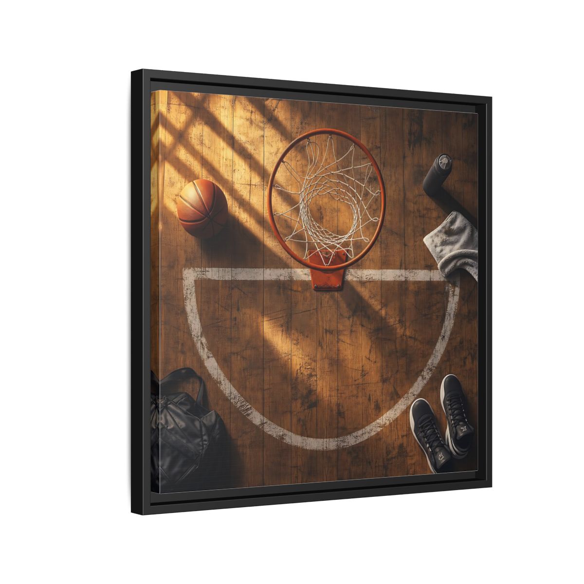 Side Mockup 12. Courtside Basketball Hoop shown as framed canvas print