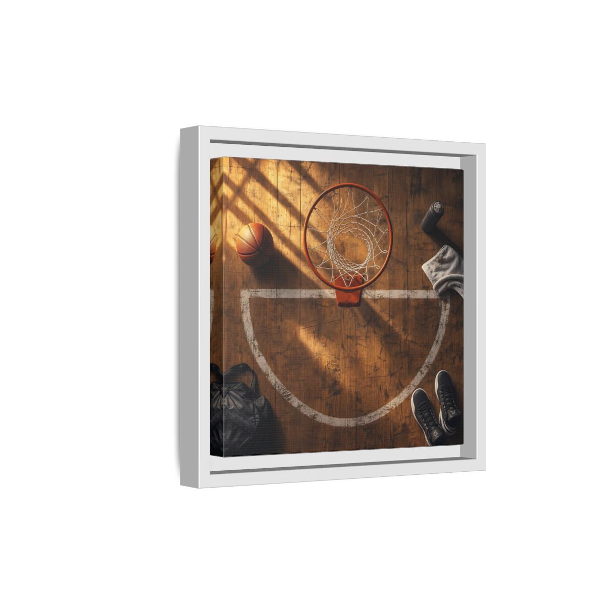 Side Mockup 19. Courtside Basketball Hoop shown as framed canvas print