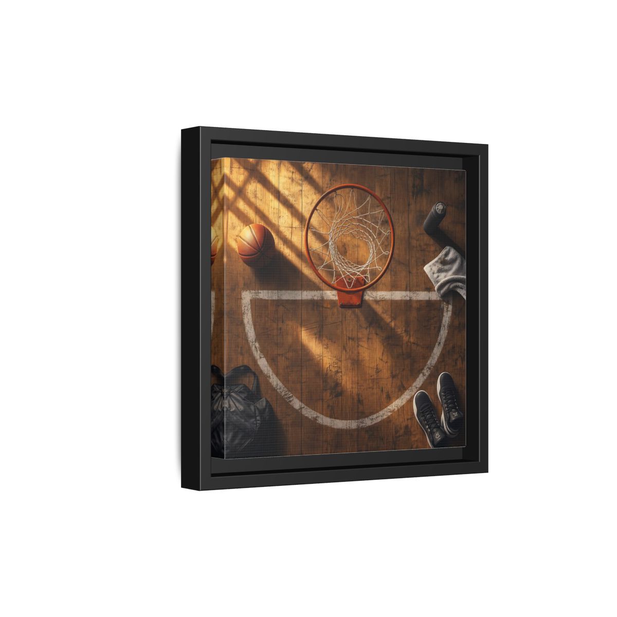 Side Mockup 21. Courtside Basketball Hoop shown as framed canvas print