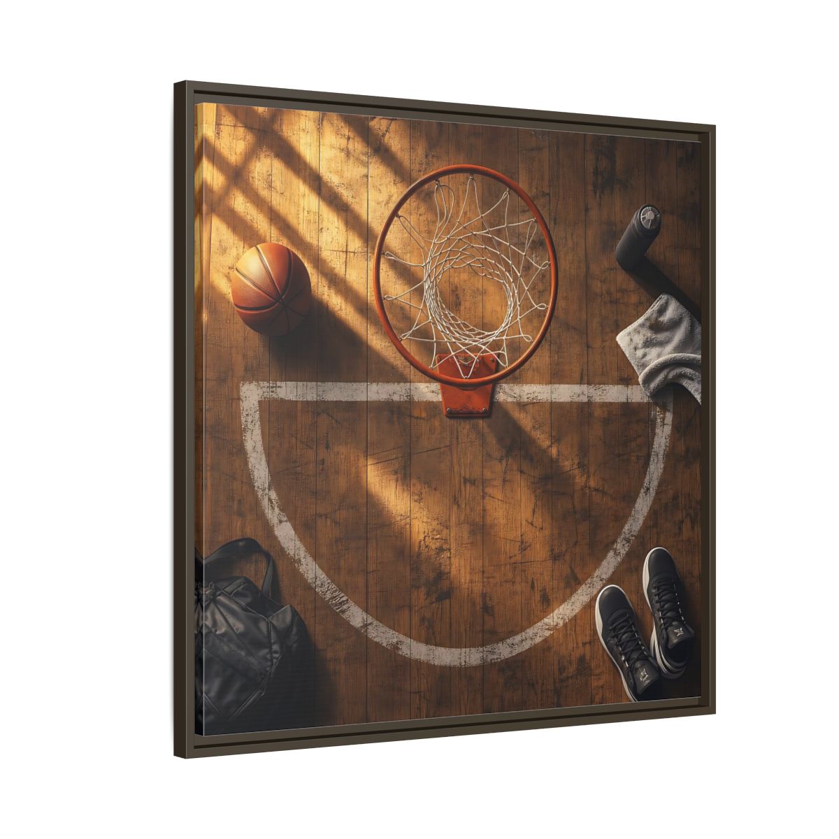Side Mockup 8. Courtside Basketball Hoop shown as framed canvas print