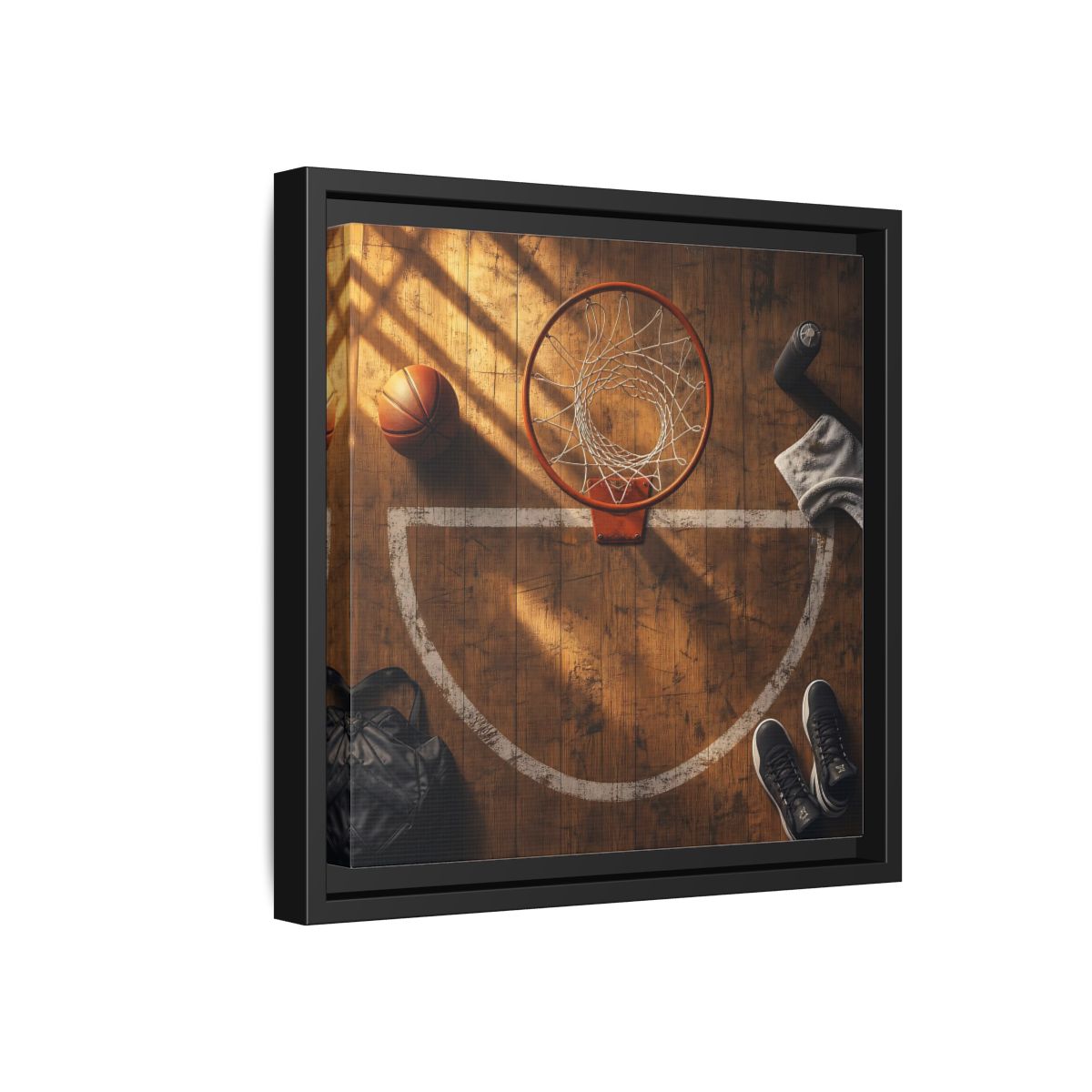 Side Mockup 18. Courtside Basketball Hoop shown as framed canvas print