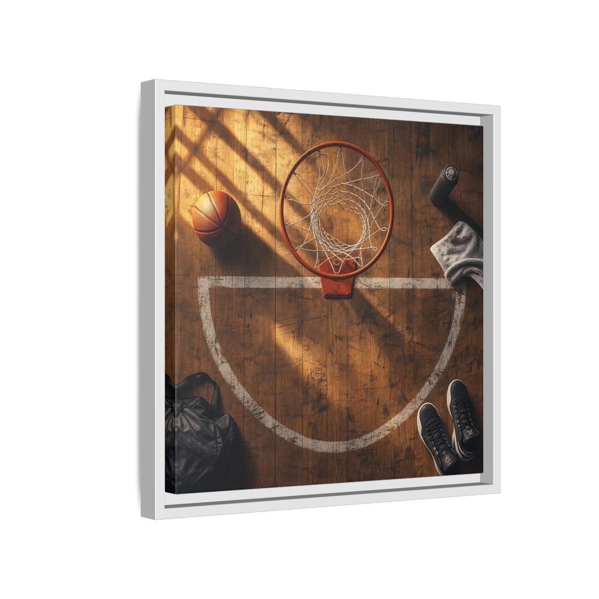 Side Mockup 13. Courtside Basketball Hoop shown as framed canvas print