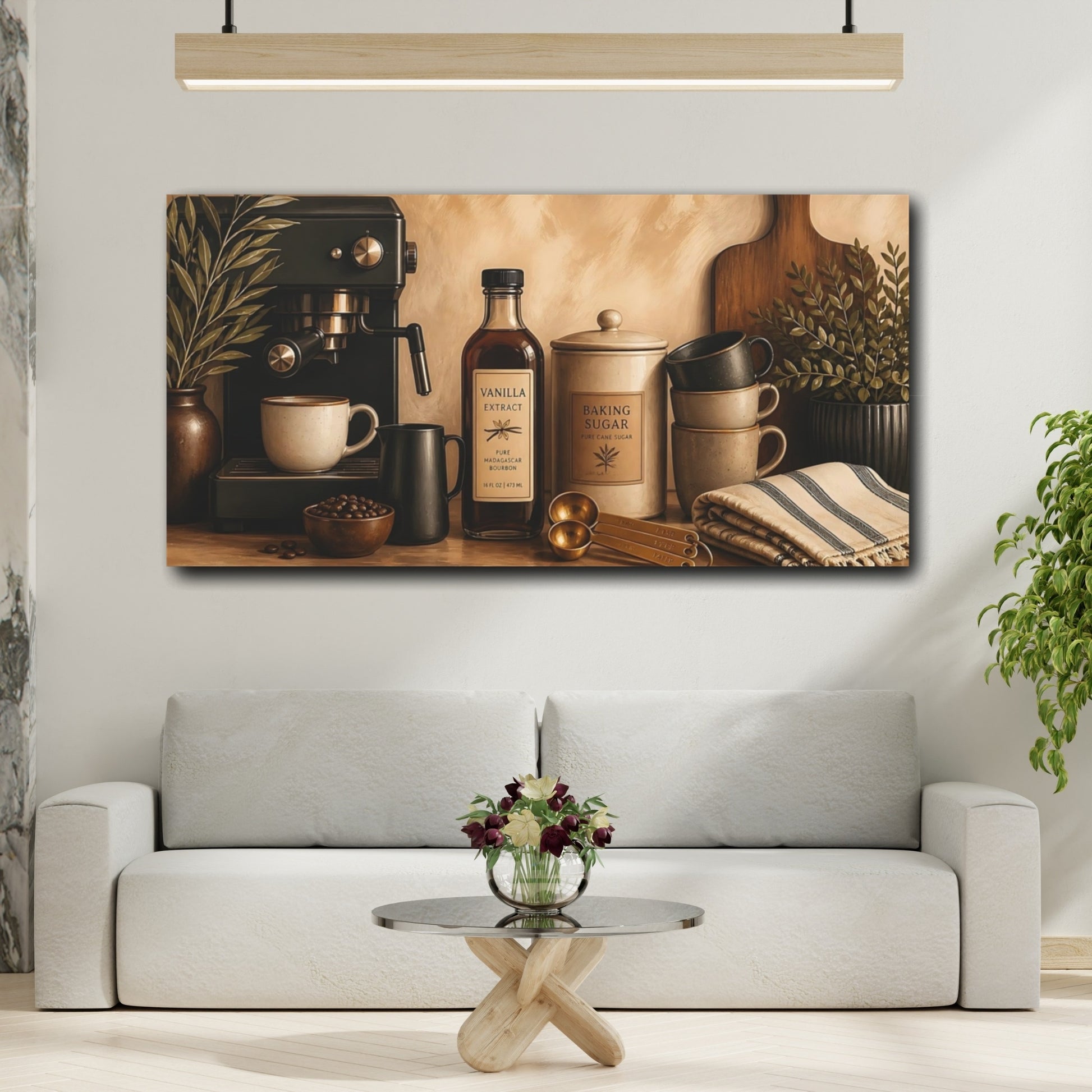 Mockup 2. Cozy Coffee Counter Display shown as canvas print