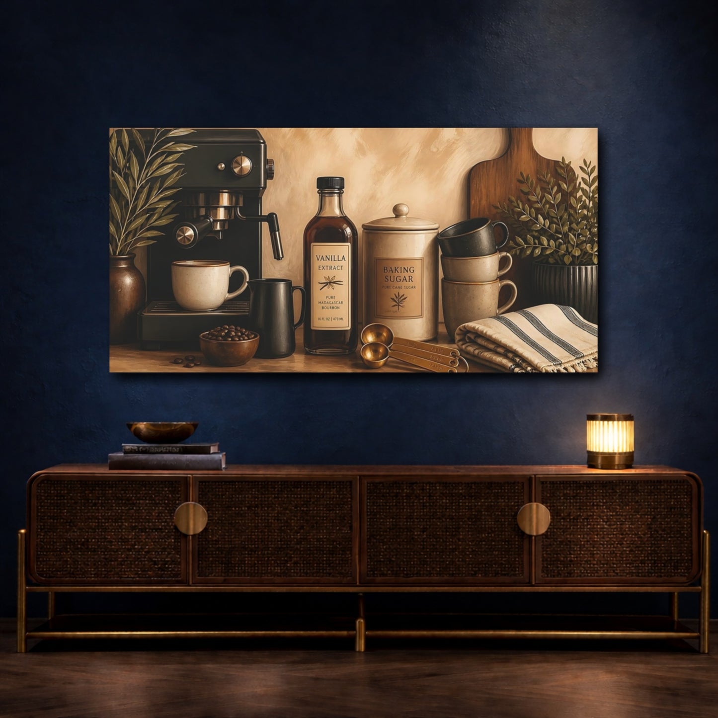 Mockup 4. Cozy Coffee Counter Display shown as canvas print