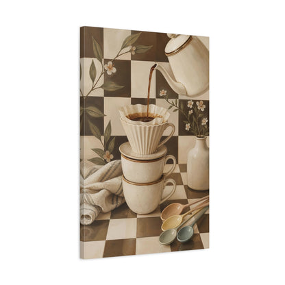 Side Mockup 2. Cozy Coffee Ritual shown as canvas print