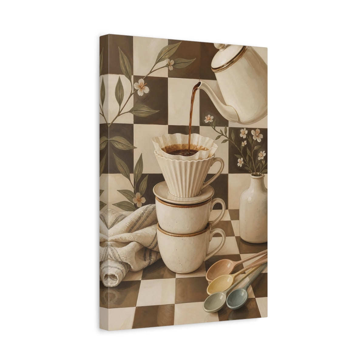 Side Mockup 4. Cozy Coffee Ritual shown as canvas print