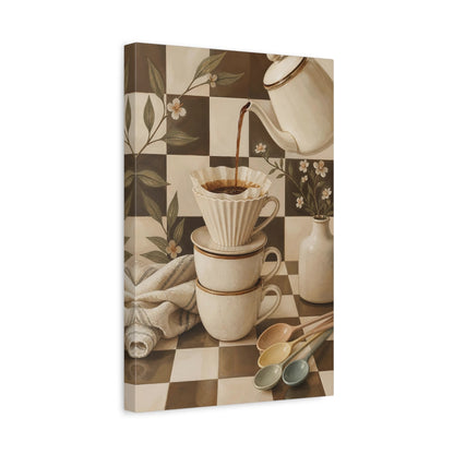 Side Mockup 4. Cozy Coffee Ritual shown as canvas print