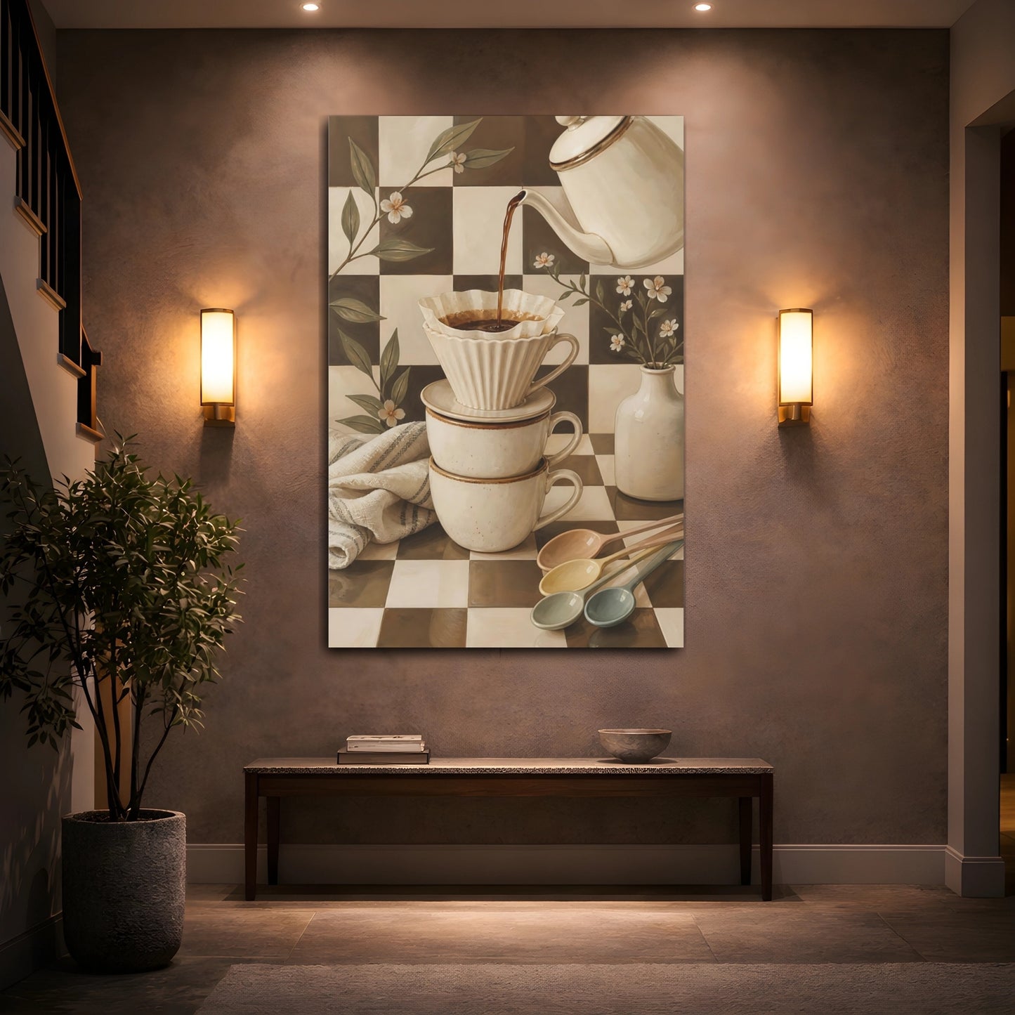 Mockup 2. Cozy Coffee Ritual shown as canvas print