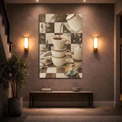 Mockup 2. Cozy Coffee Ritual shown as canvas print
