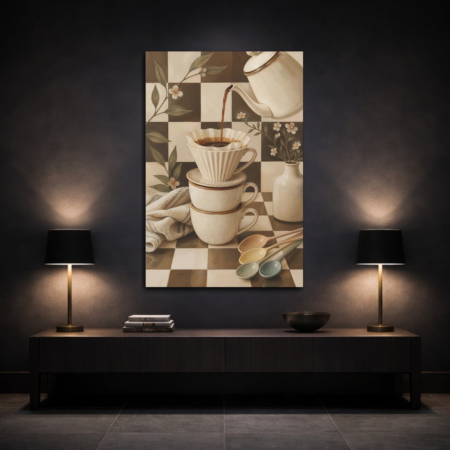 Mockup 3. Cozy Coffee Ritual shown as canvas print