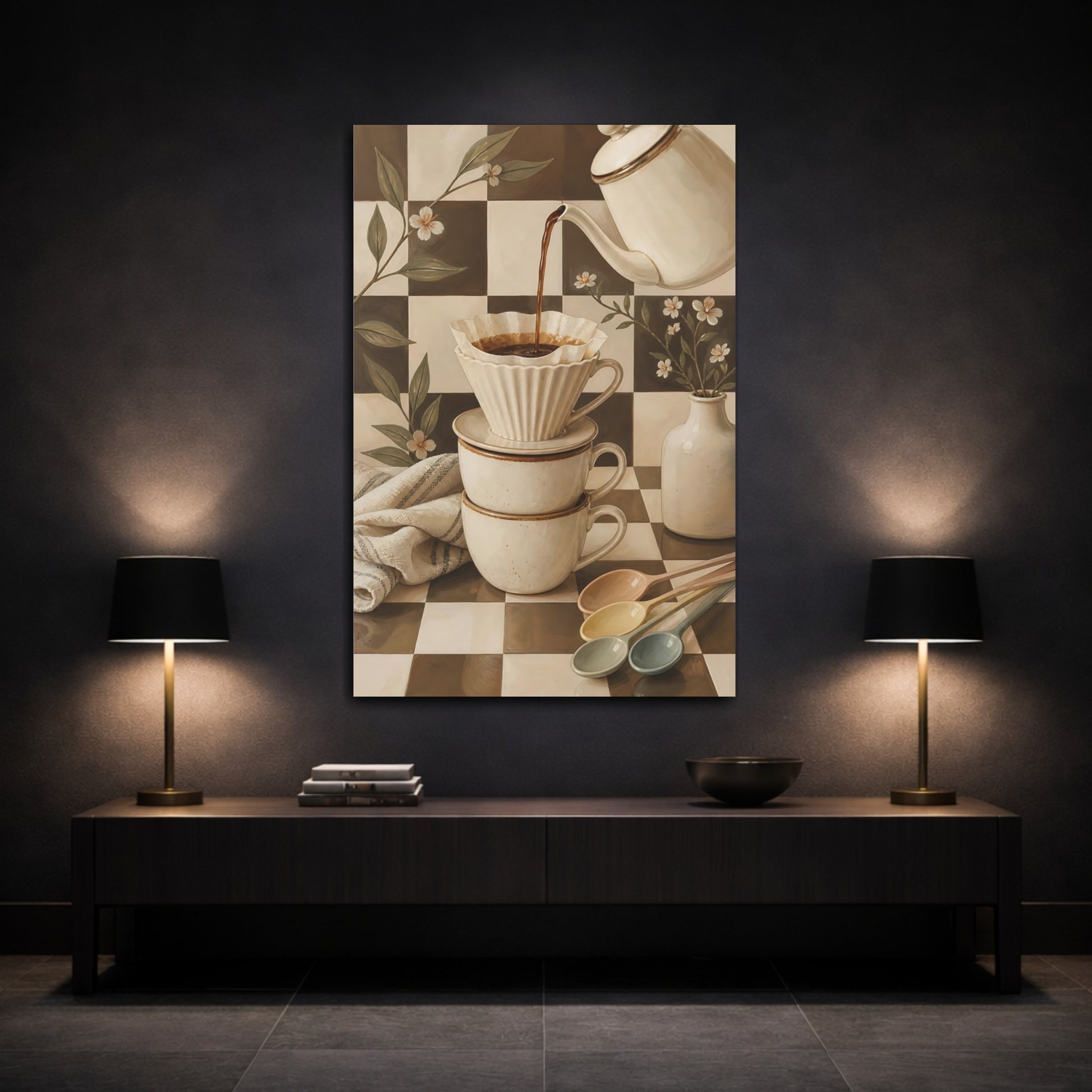 Mockup 3. Cozy Coffee Ritual shown as canvas print