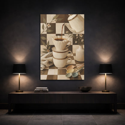 Mockup 3. Cozy Coffee Ritual shown as canvas print