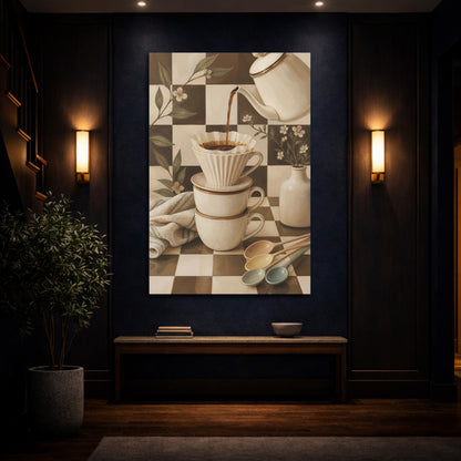 Mockup 4. Cozy Coffee Ritual shown as canvas print