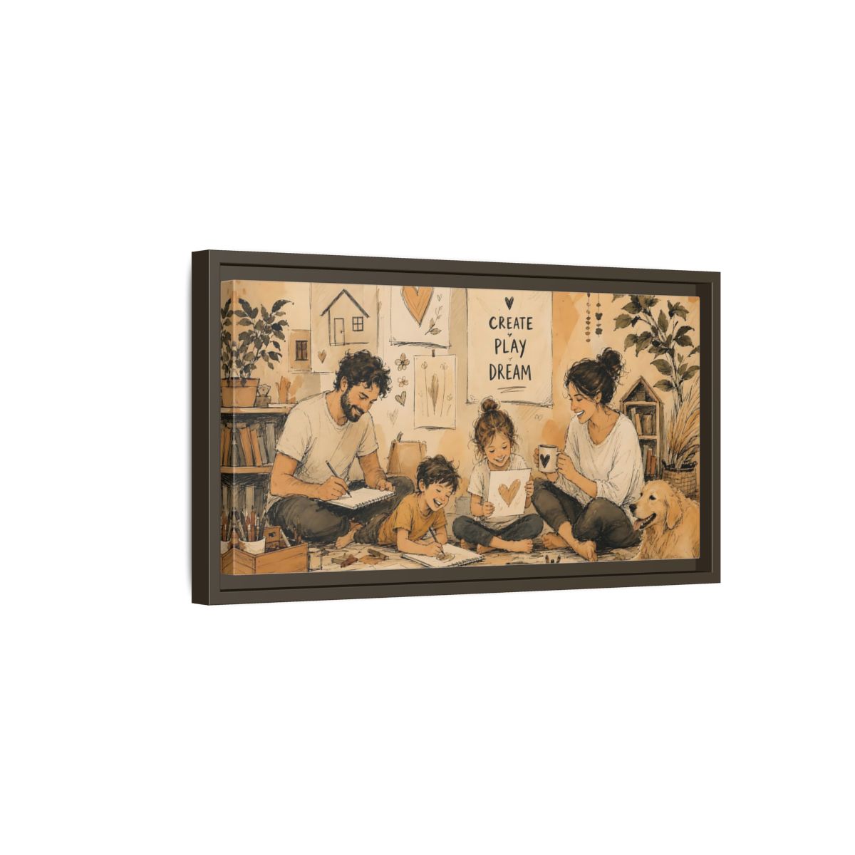 Side Mockup 7. Cozy Family Art Time shown as framed canvas print