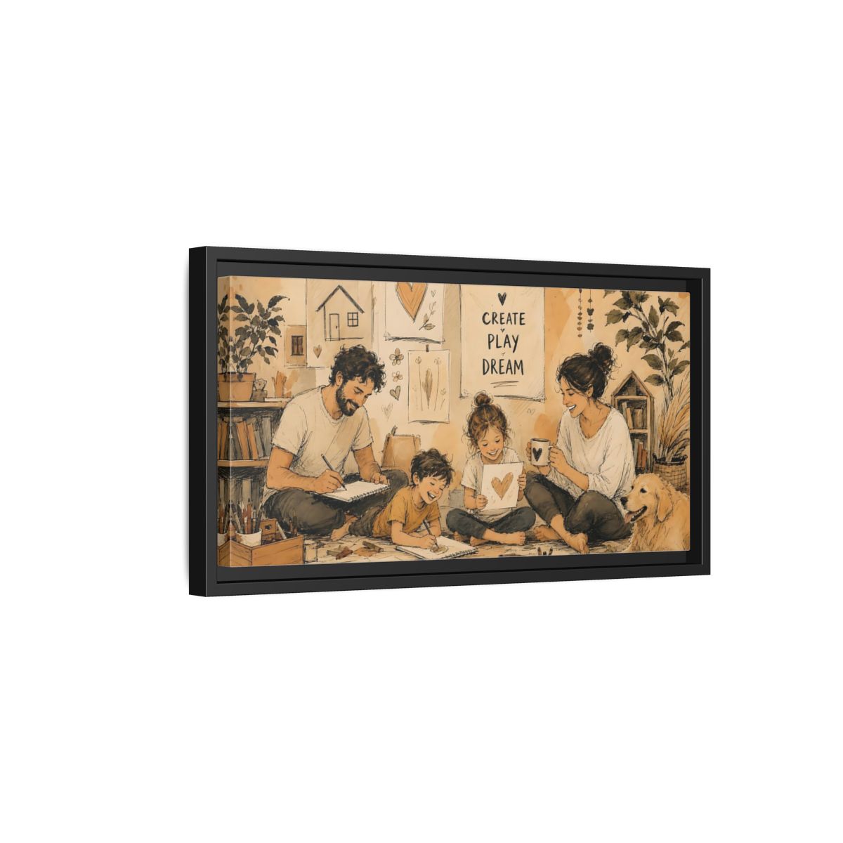 Side Mockup 8. Cozy Family Art Time shown as framed canvas print
