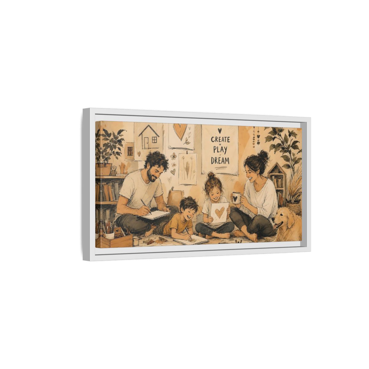 Side Mockup 6. Cozy Family Art Time shown as framed canvas print