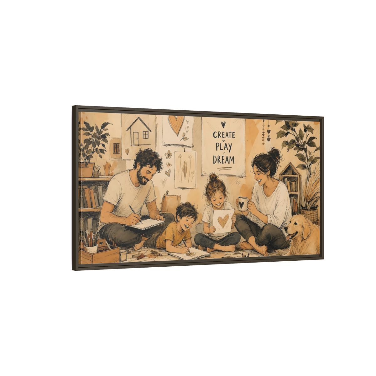 Side Mockup 4. Cozy Family Art Time shown as framed canvas print