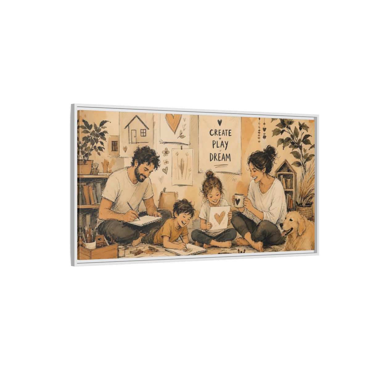 Side Mockup 3. Cozy Family Art Time shown as framed canvas print