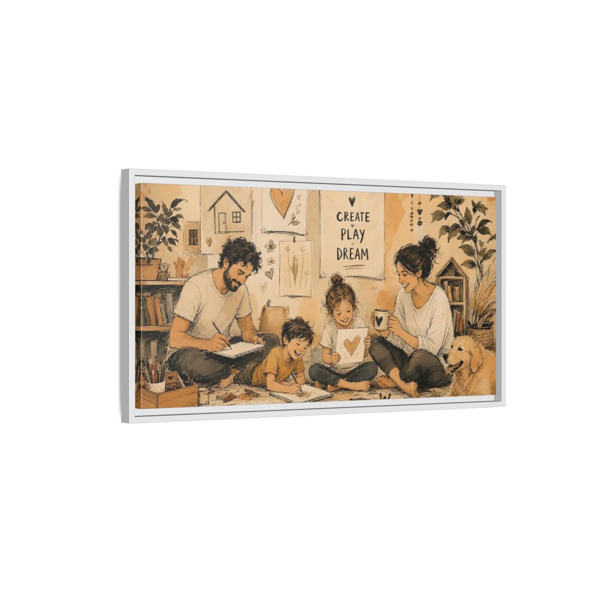 Side Mockup 1. Cozy Family Art Time shown as framed canvas print