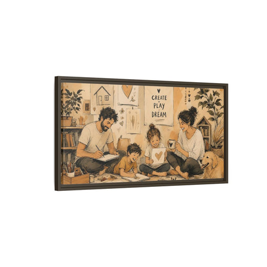 Main Mockup. Cozy Family Art Time shown as framed canvas print